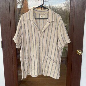 Marine Layer - Diego Camp Shirt in Khaki/Navy Stripe - MENS - Size M